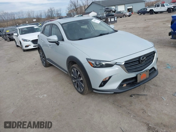 2019 Mazda CX-3 Grand Touring with VIN JM1DKFD74K0450470, listed as a IAAI auction lot 41907856 with 52,625 mi miles. Bid and sale history available at carsss.com. Image 1.
