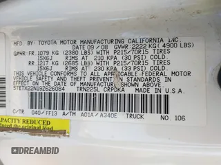 2009 Toyota Tacoma with VIN 5TETX22N19Z626084, listed as a IAAI auction lot 42075432 with 243,953 mi miles. Bid and sale history available at carsss.com. Image 9.