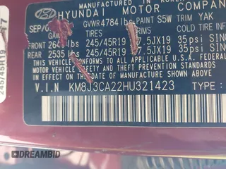 2017 Hyundai Tucson Limited with VIN KM8J3CA22HU321423, listed as a IAAI auction lot 41413061 with Not provided miles and . Bid and sale history available at DreamBid. Image 9.