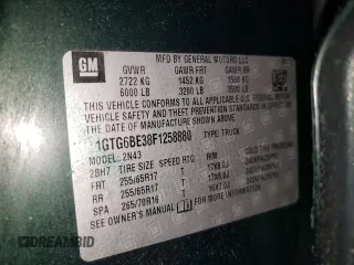 2015 GMC Canyon 4WD SLE with VIN 1GTG6BE38F1258880, listed as a Copart auction lot 57887664 with 142,346 mi miles and Salvage Title. Bid and sale history available at carsss.com. Image 12.
