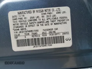 2019 Infiniti Q50 Luxe z VIN JN1EV7APXKM517090, wystawiony jako Copart lot #56740215 z przebiegiem 69 702 mil mil oraz Szkoda całkowita • Salvage title. Historia ofert i sprzedaży dostępna na DreamBid. Obrazek 12.
