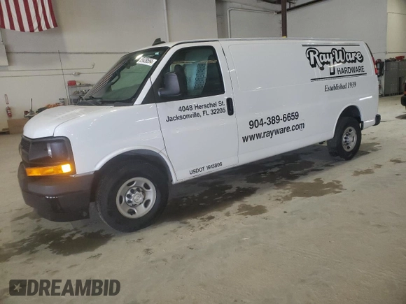 2017 Chevrolet Express Cargo Van with VIN 1GCZGHFG0H1308006, listed as a Copart auction lot 85428554 with 57,288 mi miles and Salvage Title. Bid and sale history available at carsss.com. Image 1.