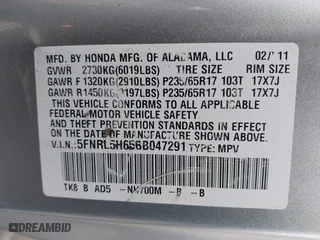 2011 Honda Odyssey EX-L with VIN 5FNRL5H65BB047291, listed as a IAAI auction lot 42094374 with 200,372 mi miles. Bid and sale history available at carsss.com. Image 9.