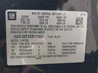 2014 GMC Yukon Denali z VIN 1GKS1EEFXER113493, wystawiony jako IAAI lot #41742662 z przebiegiem 150 382 mil mil oraz . Historia ofert i sprzedaży dostępna na DreamBid. Obrazek 9.