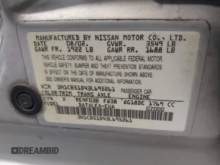 2003 Nissan Sentra XE with VIN 3N1CB51D43L695261, listed as a IAAI auction lot 42471670 with 255,972 mi miles and . Bid and sale history available at DreamBid. Image 9.