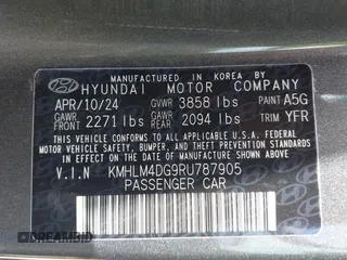 2024 Hyundai Elantra SEL with VIN KMHLM4DG9RU787905, listed as a IAAI auction lot 42157913 with 23,122 mi miles. Bid and sale history available at carsss.com. Image 9.