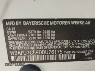 2013 BMW 5 Series 535i xDrive z VIN WBAFU7C59DDU76175, wystawiony jako IAAI lot #41433212 z przebiegiem 108 175 mil mil oraz . Historia ofert i sprzedaży dostępna na DreamBid. Obrazek 9.
