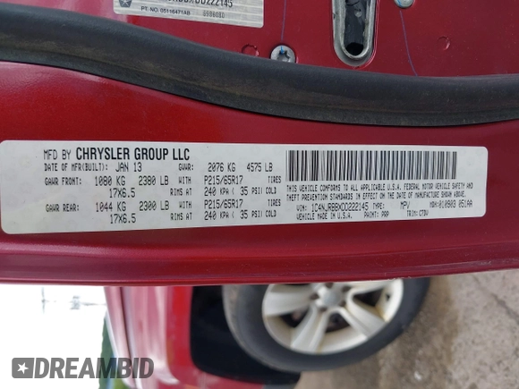 2013 Jeep Patriot Sport with VIN 1C4NJRBBXDD222145, listed as a IAAI auction lot 42539593 with 83,089 mi miles and . Bid and sale history available at DreamBid. Image 9.