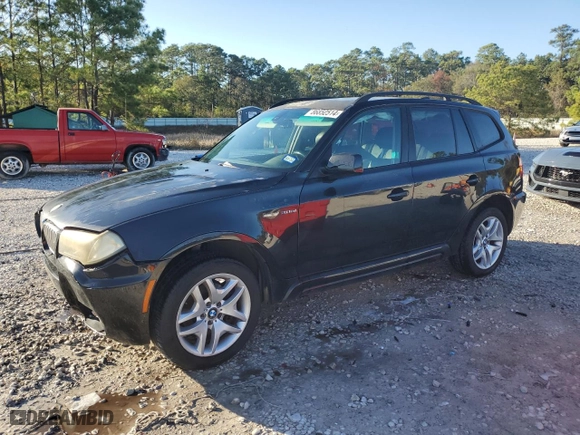 2007 BMW X3 3.0si with VIN WBXPC93407WF14596, listed as a Copart auction lot 86852514 with 193,684 mi miles and Salvage Title. Bid and sale history available at carsss.com. Image 1.