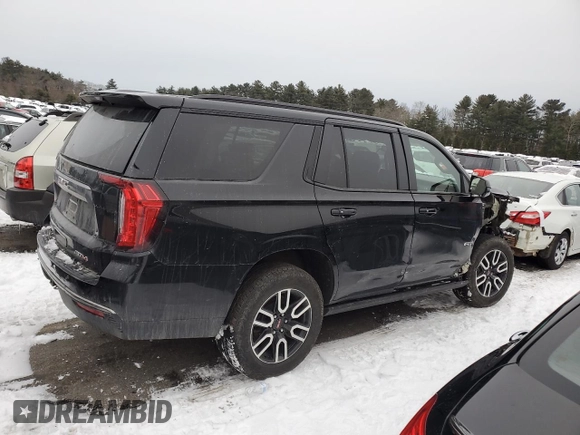 2023 GMC Yukon AT4 with VIN 1GKS2CKDXPR212872, listed as a Copart auction lot 43956265 with 74,656 mi miles and Salvage Title. Bid and sale history available at carsss.com. Image 3.