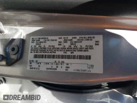 2019 Lincoln MKC Select with VIN 5LMCJ2C92KUL42764, listed as a Copart auction lot 49301285 with 68,132 mi miles and Salvage Title. Bid and sale history available at carsss.com. Image 12.