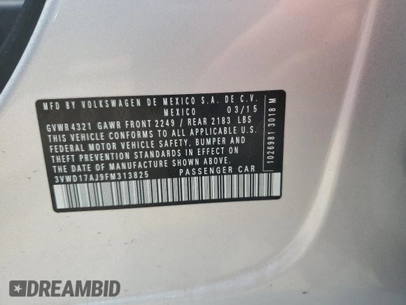 2015 Volkswagen Jetta SE с VIN 3VWD17AJ9FM313825, выставлен на аукционе Copart как лот 63954625 с пробегом 145 910 миль миль и Чистый • Clean title. История ставок и продаж доступна на DreamBid. Изображение 12.