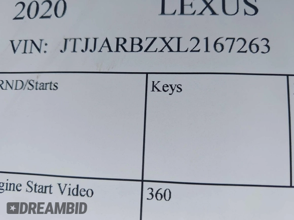 2020 Lexus NX 300 F Sport z VIN JTJJARBZXL2167263, wystawiony jako IAAI lot #41791058 z przebiegiem Nie podano mil oraz . Historia ofert i sprzedaży dostępna na DreamBid. Obrazek 9.