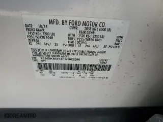 2015 Ford Explorer Sport with VIN 1FM5K8GT4FGB02296, listed as a Copart auction lot 49467705 with 98,969 mi miles and Salvage Title. Bid and sale history available at carsss.com. Image 14.