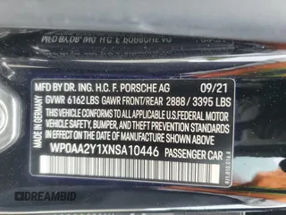 2022 Porsche Taycan z VIN WP0AA2Y1XNSA10446, wystawiony jako Copart lot #57963775 z przebiegiem 35 223 mil mil oraz Szkoda całkowita • Salvage title. Historia ofert i sprzedaży dostępna na DreamBid. Obrazek 12.