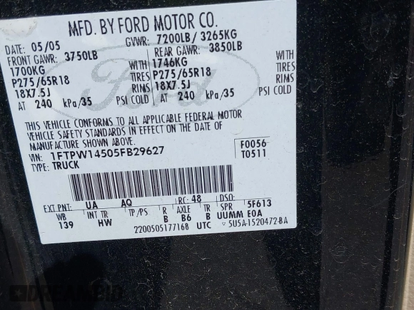 2005 Ford F-150 XLT z VIN 1FTPW14505FB29627, wystawiony jako IAAI lot #42586066 z przebiegiem 203 299 mil mil oraz . Historia ofert i sprzedaży dostępna na DreamBid. Obrazek 9.