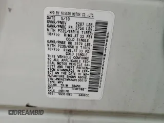 2010 Nissan Murano SL z VIN JN8AZ1MW2AW130010, wystawiony jako Copart lot #57495505 z przebiegiem 74 017 mil mil oraz Czysty tytuł • Clean title. Historia ofert i sprzedaży dostępna na DreamBid. Obrazek 13.