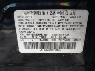 2013 Infiniti G37 x with VIN JN1CV6AR3DM752260, listed as a IAAI auction lot 41780566 with 108,985 mi miles and . Bid and sale history available at carsss.com. Image 9.