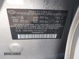 2020 Hyundai Elantra SEL with VIN 5NPD84LF9LH631340, listed as a IAAI auction lot 41606981 with 85,243 mi miles and . Bid and sale history available at DreamBid. Image 9.