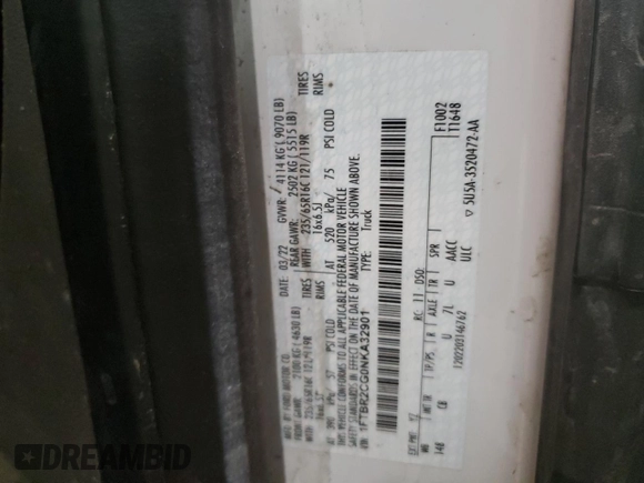 2022 Ford Transit Cargo with VIN 1FTBR2CG0NKA32901, listed as a Copart auction lot 63277404 with 29,146 mi miles and Salvage Title. Bid and sale history available at DreamBid. Image 14.