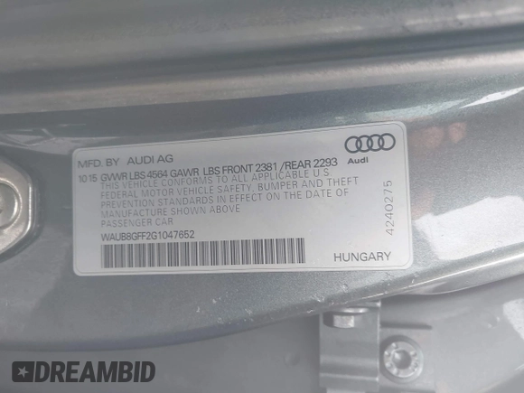 2016 Audi A3 Premium z VIN WAUB8GFF2G1047652, wystawiony jako IAAI lot #41169400 z przebiegiem 91 454 mil mil oraz . Historia ofert i sprzedaży dostępna na DreamBid. Obrazek 9.