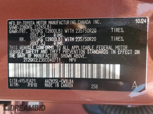 2025 Lexus NX 350h Premium with VIN 2T2GKCEZ3SC040711, listed as a Copart auction lot 56729615 with 5,997 mi miles and Salvage title. Bid and sale history available at DreamBid. Image 14.