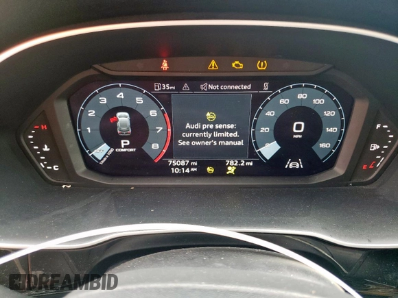 2022 Audi Q3 Premium with VIN WA1AUCF31N1121658, listed as a Copart auction lot 58753395 with 75,087 mi miles and Salvage title. Bid and sale history available at DreamBid. Image 9.