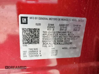 2020 GMC Terrain SLT with VIN 3GKALPEX5LL235290, listed as a Copart auction lot 60328725 with 46,508 mi miles and Salvage title. Bid and sale history available at DreamBid. Image 14.