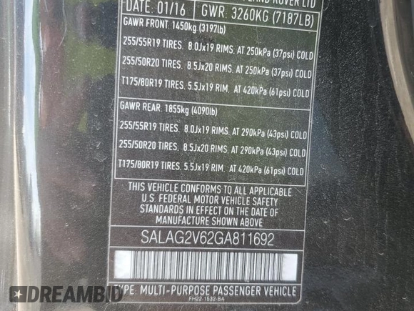 2016 Land Rover LR4 HSE с VIN SALAG2V62GA811692, выставлен на аукционе Copart как лот 56245845 с пробегом 124 442 миль миль и Списание • Salvage title. История ставок и продаж доступна на DreamBid. Изображение 14.