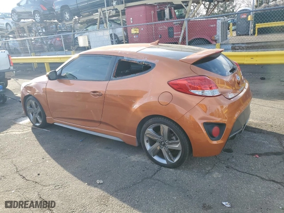 2015 Hyundai Veloster Turbo with VIN KMHTC6AE8FU229699, listed as a Copart auction lot 48534355 with 74,998 mi miles and Non Repairable. Bid and sale history available at carsss.com. Image 2.