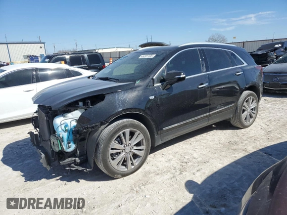 2023 Cadillac XT5 FWD Premium Luxury with VIN 1GYKNCRS5PZ109358, listed as a Copart auction lot 45201135 with 28,222 mi miles and Salvage Title. Bid and sale history available at carsss.com. Image 1.