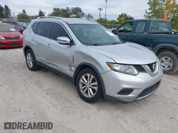 2016 Nissan Rogue SV with VIN KNMAT2MV8GP649804, listed as a IAAI auction lot 37808592 with 57,180 mi miles. Bid and sale history available at carsss.com. Image 1.
