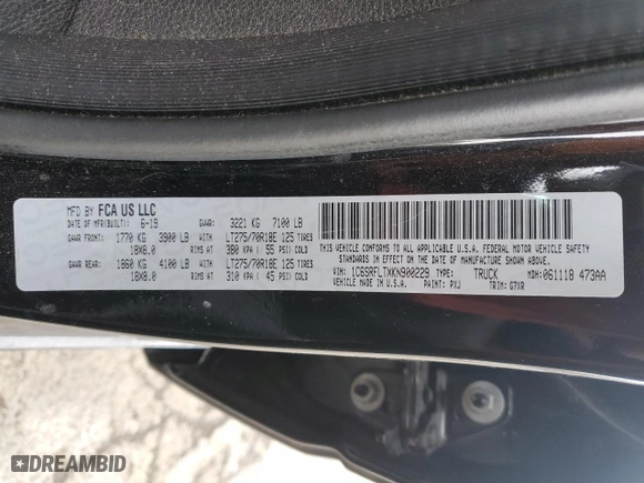 2019 Ram 1500 Rebel with VIN 1C6SRFLTXKN900229, listed as a Copart auction lot 44727365 with 77,670 mi miles and Salvage Title. Bid and sale history available at carsss.com. Image 12.
