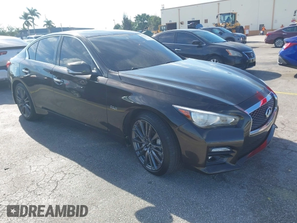 2016 Infiniti Q50 Red Sport 400 with VIN JN1FV7AR4GM451987, listed as a IAAI auction lot 41891826 with 64,931 mi miles and . Bid and sale history available at DreamBid. Image 1.