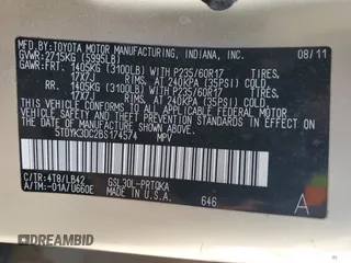 2011 Toyota Sienna XLE AAS with VIN 5TDYK3DC2BS174574, listed as a Copart auction lot 49635645 with 217,374 mi miles and Salvage Title. Bid and sale history available at carsss.com. Image 13.