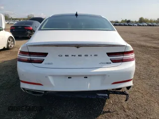 2023 Genesis G80 2.5T with VIN KMTGB4SC4PU144730, listed as a Copart auction lot 73025174 with 35,382 mi miles and Salvage Title. Bid and sale history available at carsss.com. Image 6.