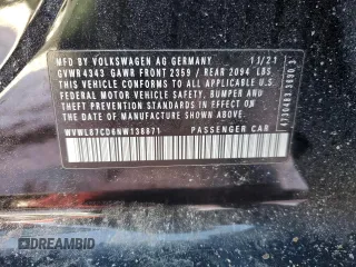 2022 Volkswagen GTI SE с VIN WVWL87CD6NW138871, выставлен на аукционе Copart как лот 88940585 с пробегом 21 631 миль миль и Списание • Salvage title. История ставок и продаж доступна на DreamBid. Изображение 12.