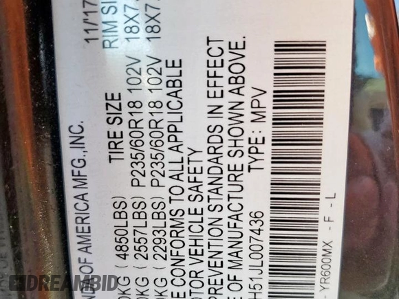 2018 Acura RDX Technology with VIN 5J8TB3H51JL007436, listed as a Copart auction lot 49295915 with 78,638 mi miles and Salvage title. Bid and sale history available at DreamBid. Image 13.
