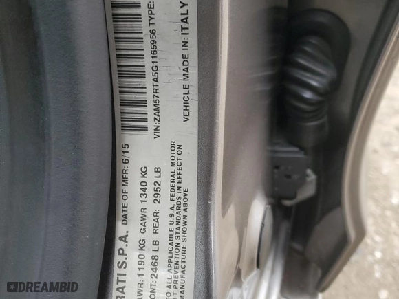 2016 Maserati Ghibli S Q4 with VIN ZAM57RTA5G1165956, listed as a Copart auction lot 88790285 with NaN miles and Salvage Title. Bid and sale history available at carsss.com. Image 15.