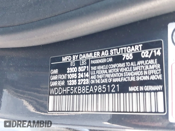 2014 Mercedes-Benz E 350 Sport with VIN WDDHF5KB8EA985121, listed as a IAAI auction lot 42124448 with 96,412 mi miles and . Bid and sale history available at DreamBid. Image 9.