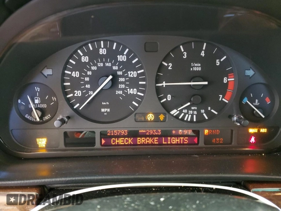 2000 BMW 7 Series 740iL with VIN WBAGH8341YDP13706, listed as a Copart auction lot 78727604 with 215,793 mi miles and Salvage Title. Bid and sale history available at carsss.com. Image 9.