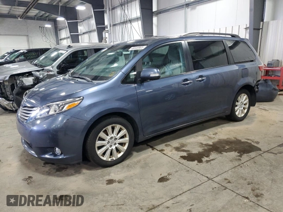 2015 Toyota Sienna Ltd with VIN 5TDDK3DC1FS096695, listed as a Copart auction lot 48049965 with 123,500 mi miles and Salvage Title. Bid and sale history available at carsss.com. Image 1.