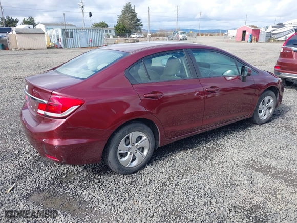 2013 Honda Civic Sdn LX with VIN 2HGFB2F52DH538253, listed as a IAAI auction lot 41824855 with 1 mi miles. Bid and sale history available at carsss.com. Image 4.