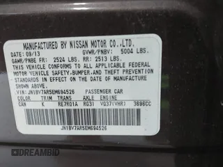 2014 Infiniti Q50 Sport with VIN JN1BV7AR5EM694526, listed as a IAAI auction lot 42782010 with 145,152 mi miles and . Bid and sale history available at DreamBid. Image 9.