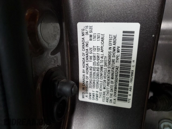 2016 Honda CR-V EX with VIN 2HKRM4H56GH652542, listed as a Copart auction lot 51774185 with 109,382 mi miles and Salvage Title. Bid and sale history available at DreamBid. Image 12.