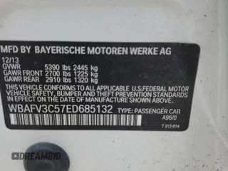 2014 BMW 5 Series 535d xDrive with VIN WBAFV3C57ED685132, listed as a Copart auction lot 60413005 with 94,355 mi miles and Salvage title. Bid and sale history available at DreamBid. Image 12.