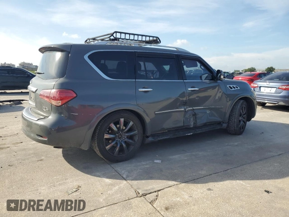 2012 Infiniti QX56 8-passenger with VIN JN8AZ2ND7C9715587, listed as a Copart auction lot 64508345 with 217,786 mi miles and Salvage title. Bid and sale history available at DreamBid. Image 3.