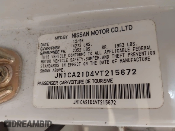 1997 Nissan Maxima GXE z VIN JN1CA21D4VT215672, wystawiony jako IAAI lot #42479487 z przebiegiem 257 178 mil mil oraz . Historia ofert i sprzedaży dostępna na DreamBid. Obrazek 9.