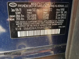 2021 Hyundai Santa Fe SE with VIN 5NMS14AJ9MH328494, listed as a Copart auction lot 56697595 with 91,158 mi miles and Salvage title. Bid and sale history available at DreamBid. Image 13.