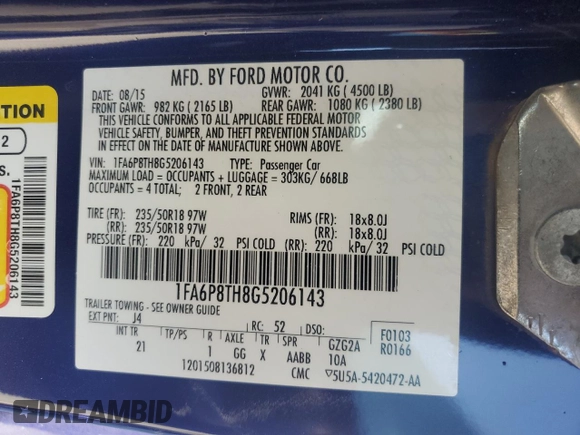 2016 Ford Mustang EcoBoost with VIN 1FA6P8TH8G5206143, listed as a Copart auction lot 49925515 with 56,767 mi miles and Salvage Title. Bid and sale history available at carsss.com. Image 12.